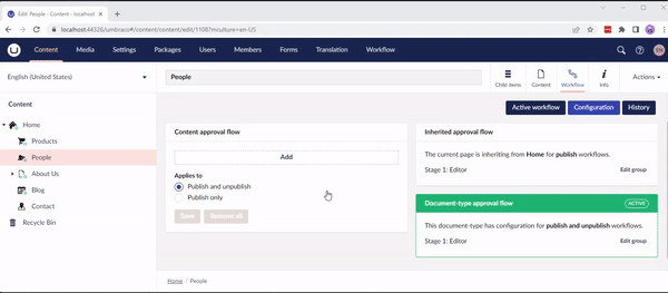 Content approval flow