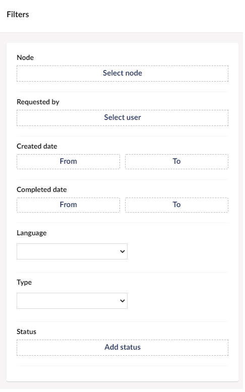 Workflow history Filters