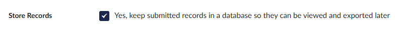 Form settings Store Records