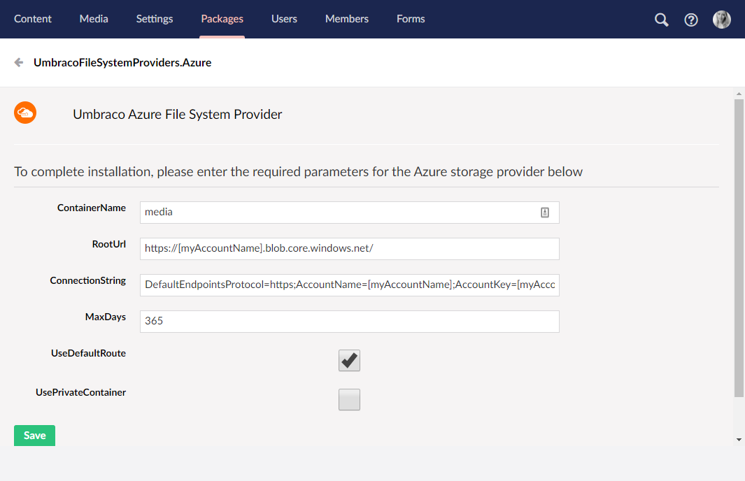 Setup from backoffice