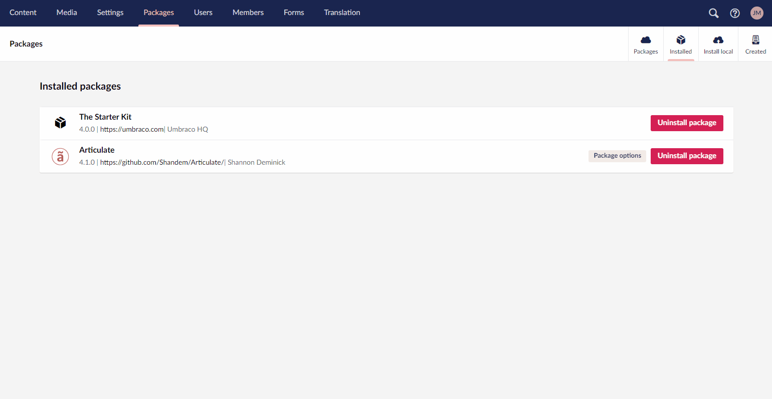 Gif of Articulates use of Package options