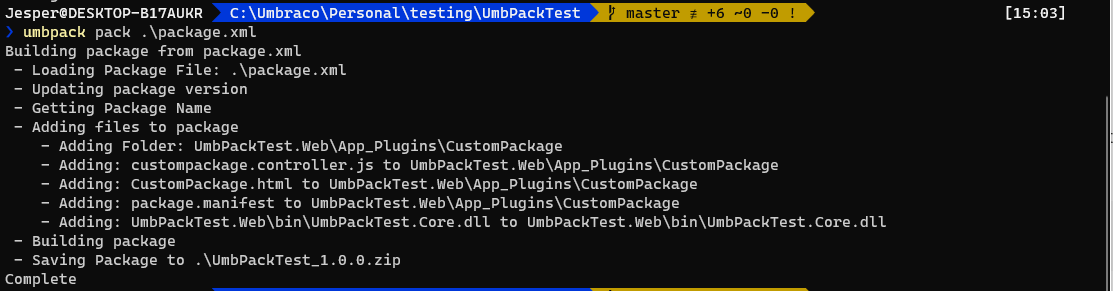 UmbPack pack command