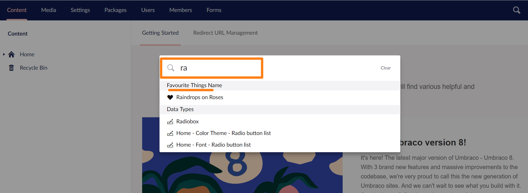 Content Section Dashboards