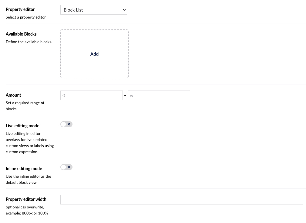 Block List - Data Type Definition