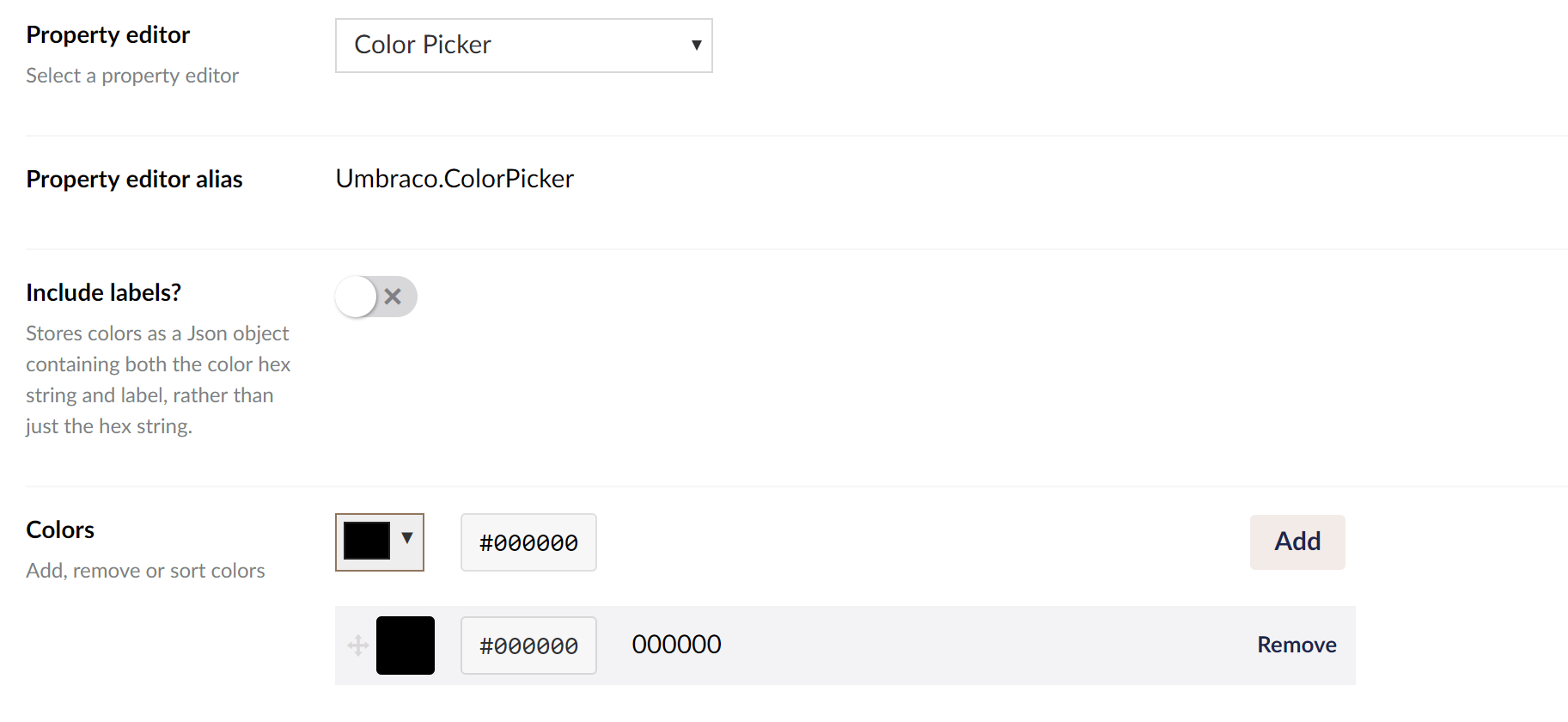Color Picker Data Type Definition