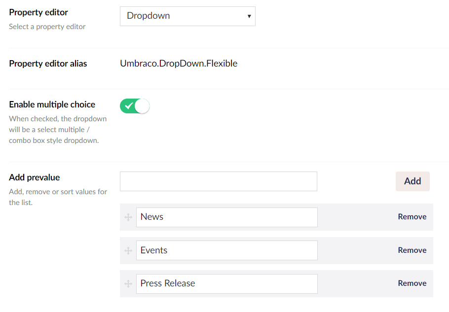 Dropdown Data Type Definition