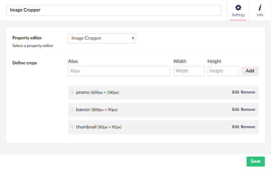 Image Cropper Data Type Definition