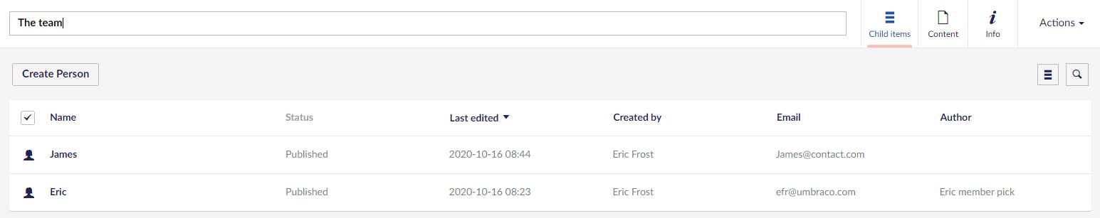 List view example