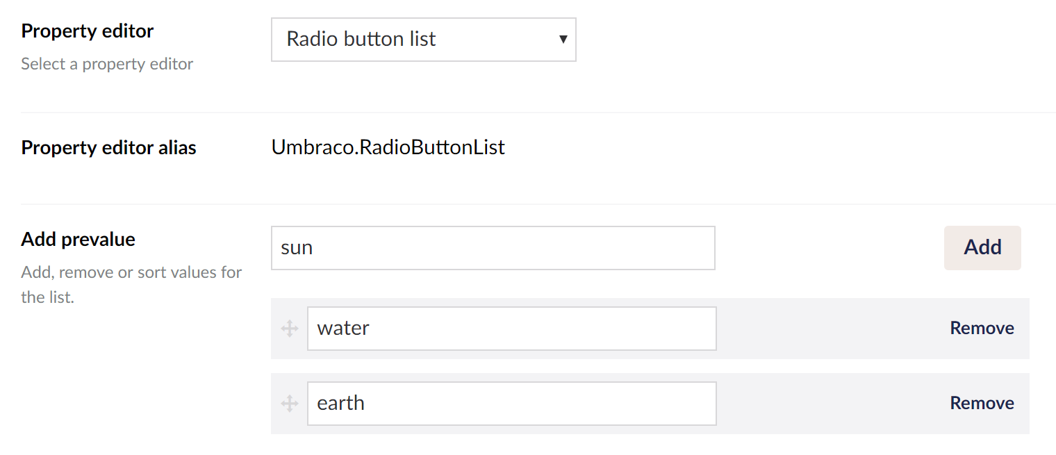 Radiobutton List Data Type Definition