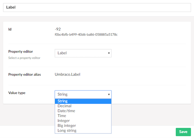 Label Data Type Definition