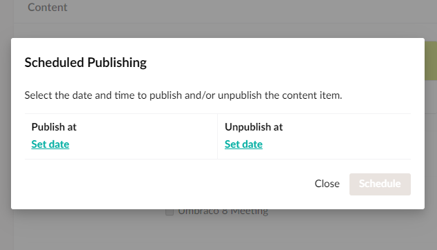 Scheduled publishing