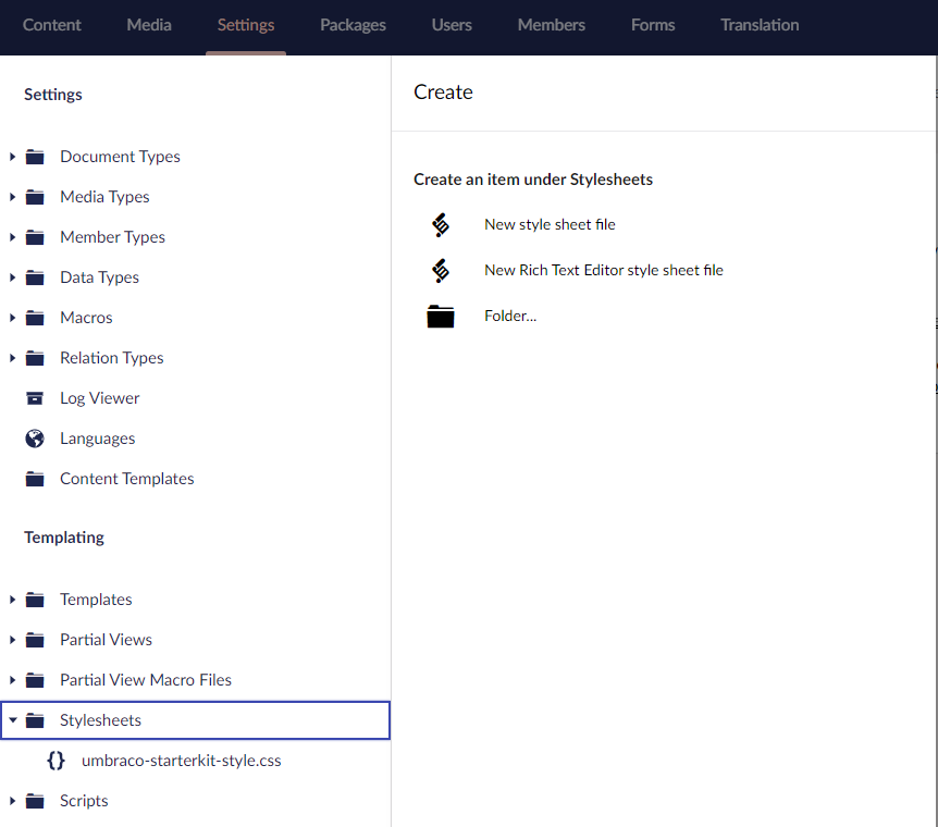 Creating a new stylesheet