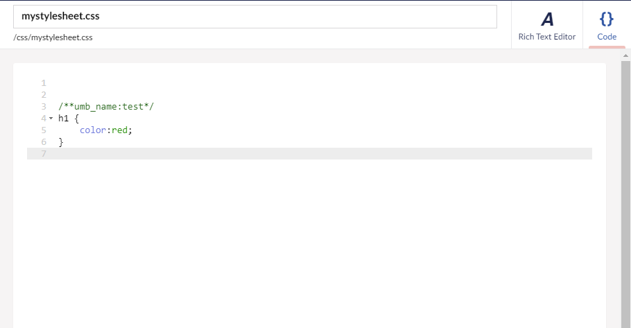 Stylesheet Code tab
