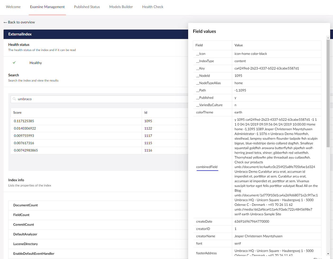 Example of adding a Transforming Index Values field