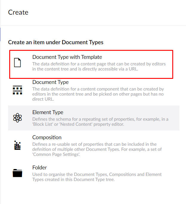 Document Type with template