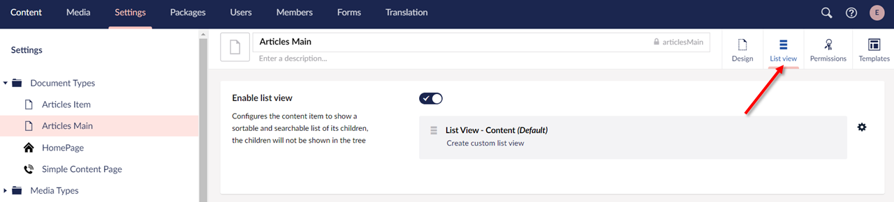 Enabling List View