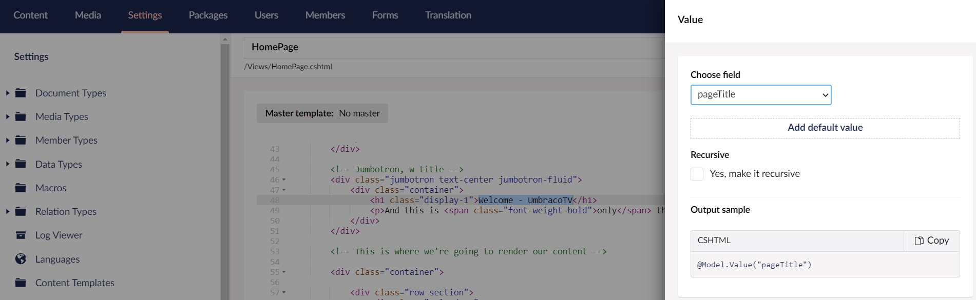Umbraco Page Field