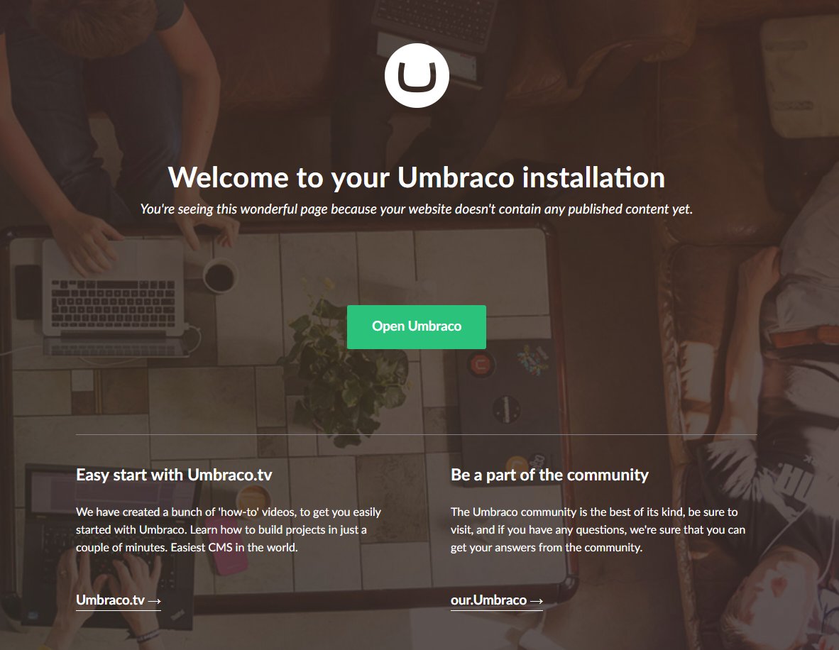 Welcome to your Umbraco installation screen