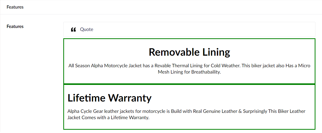 Feature Options