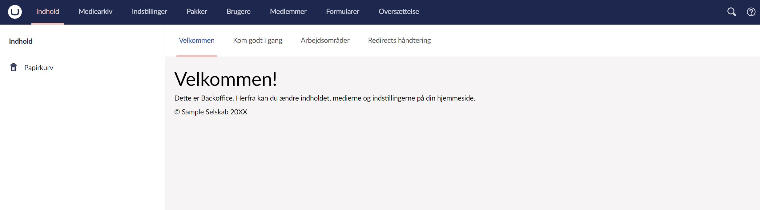 Dashboard in danish