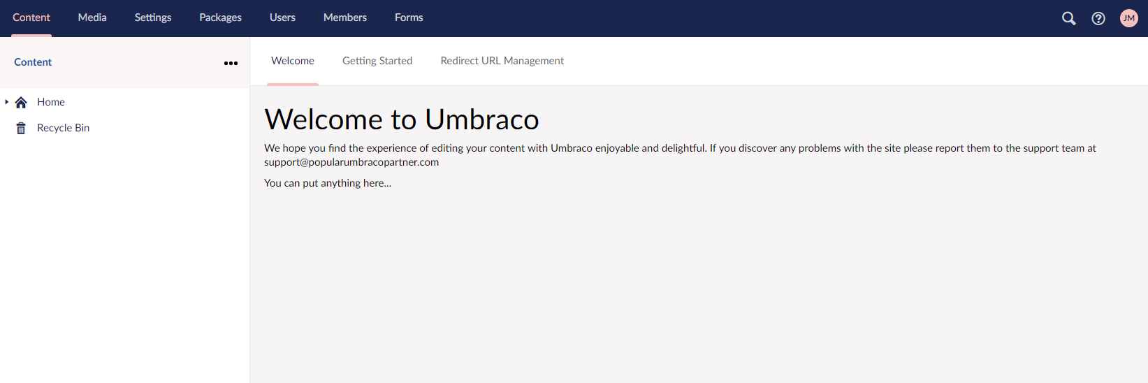 Custom Dashboard Welcome Message