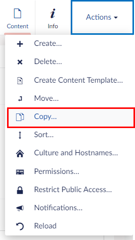 Actions Menu
