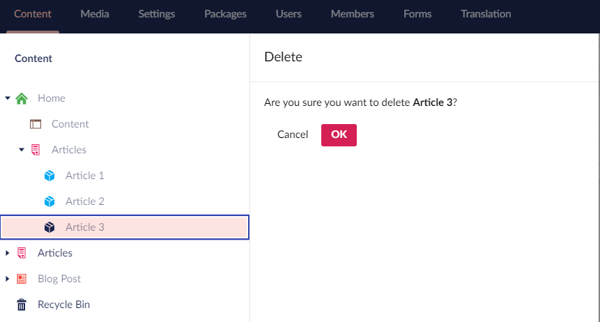 Delete Warning