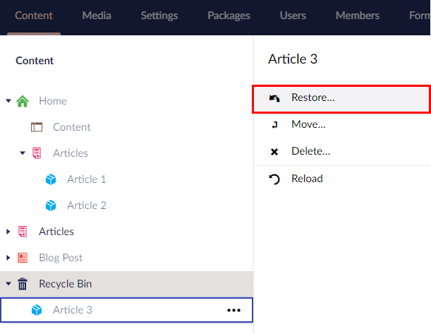 Restore Menu 1