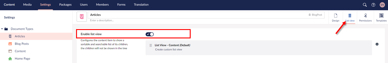 Shows the regular listview.