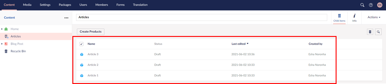 Shows the regular listview.