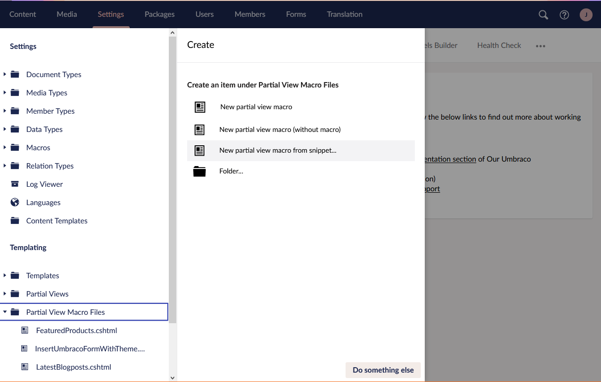 Partial macro snippets