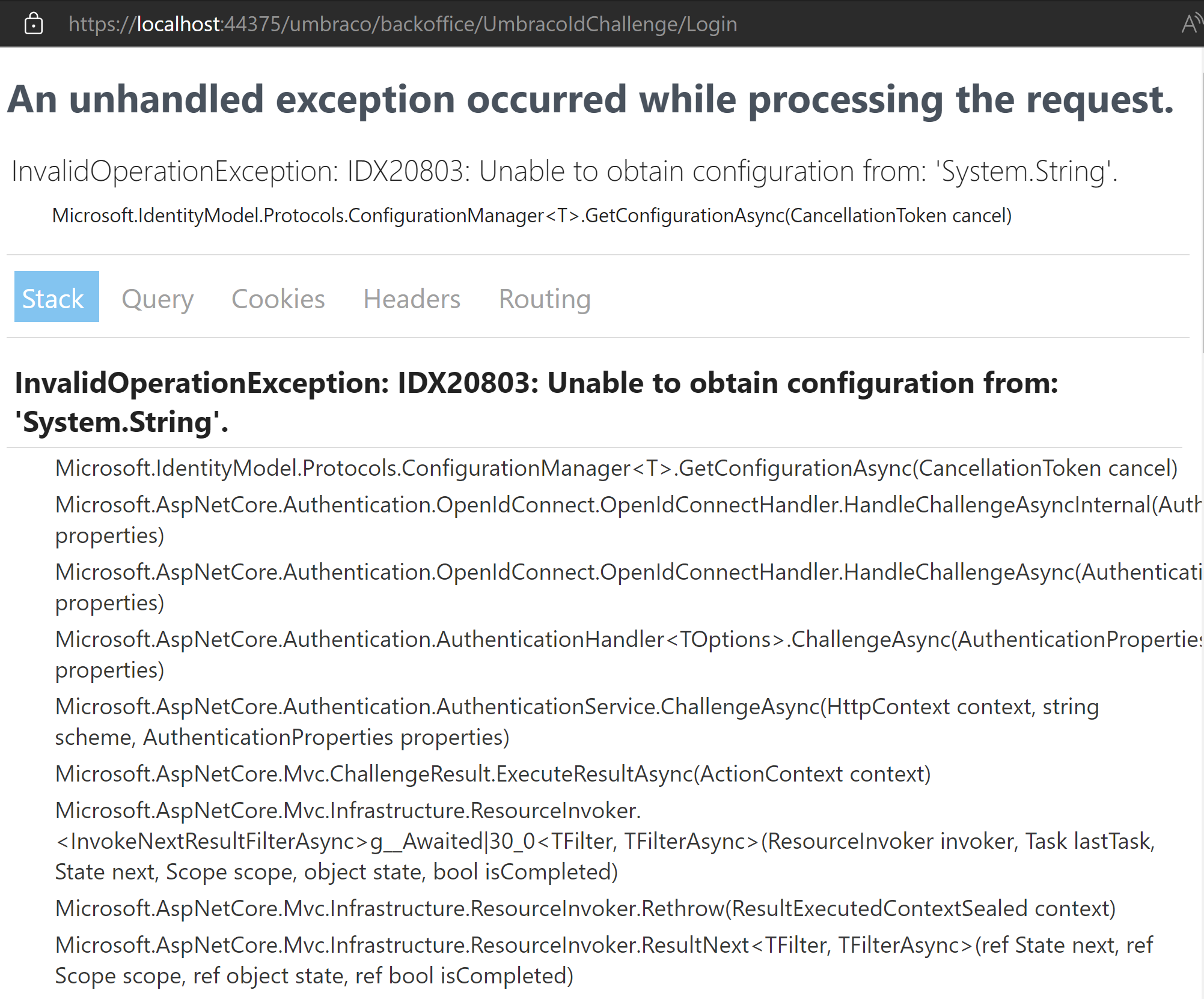 Umbraco Cloud login failure