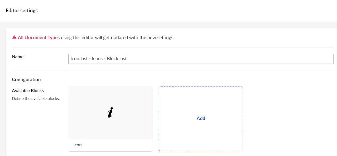 Icon List Block List Data Type