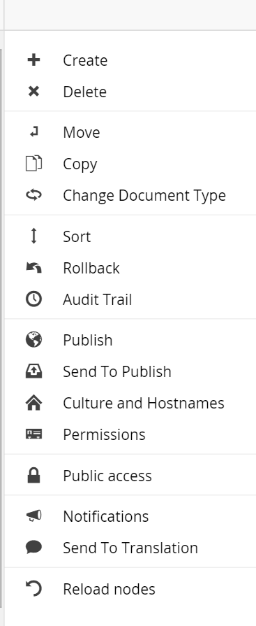context menu