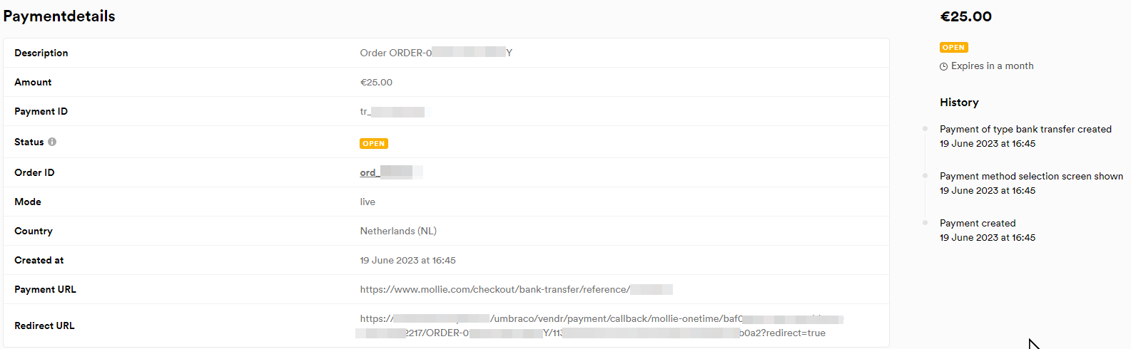 SEPA Bank transfer  transaction details