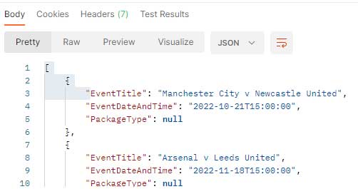 Postman app JSON