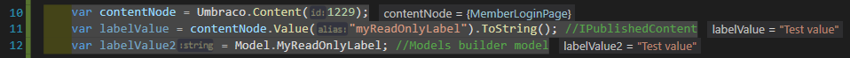 Screenshot showing the code for retrieving the value of a property