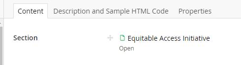 On Development: content picker has selected the "Equitable Access Initiative" node