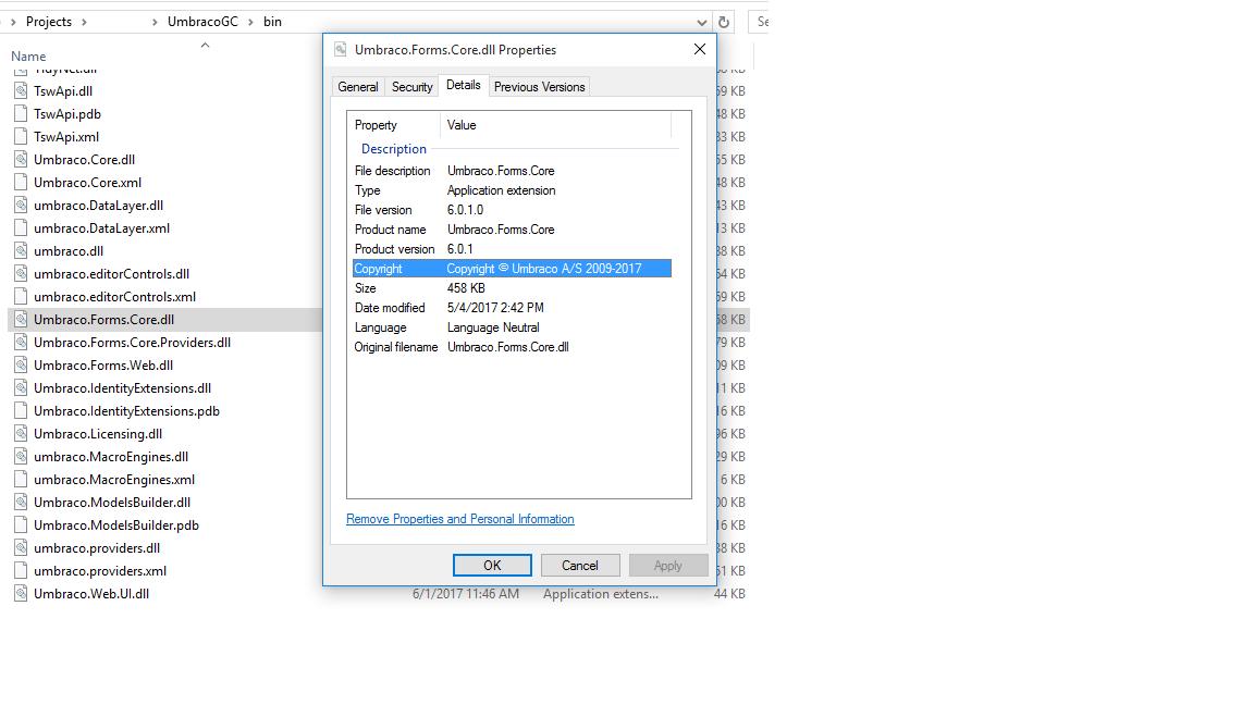 Forms DLL version