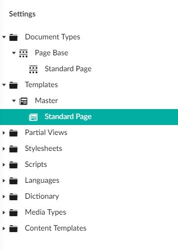Doc type and Template with a Standard Page inherit from Master Template