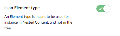 Is Element Type setting on Content Type