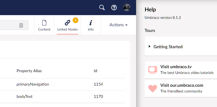 Screenshot of Linked Nodes