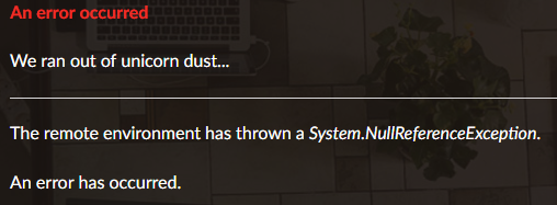 an error occurred