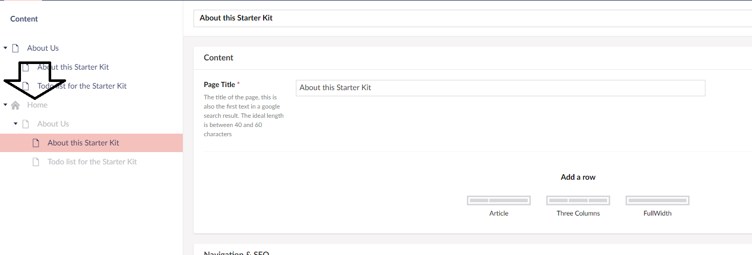 possible to hide the extra content tree?