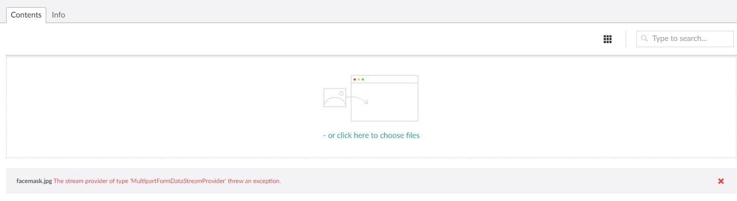 Error thrown within umbraco media library