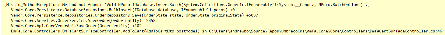 Missing Method Exception