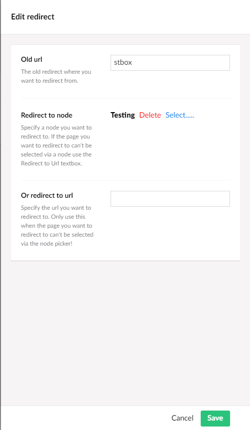 redirects don't all go to the selected node