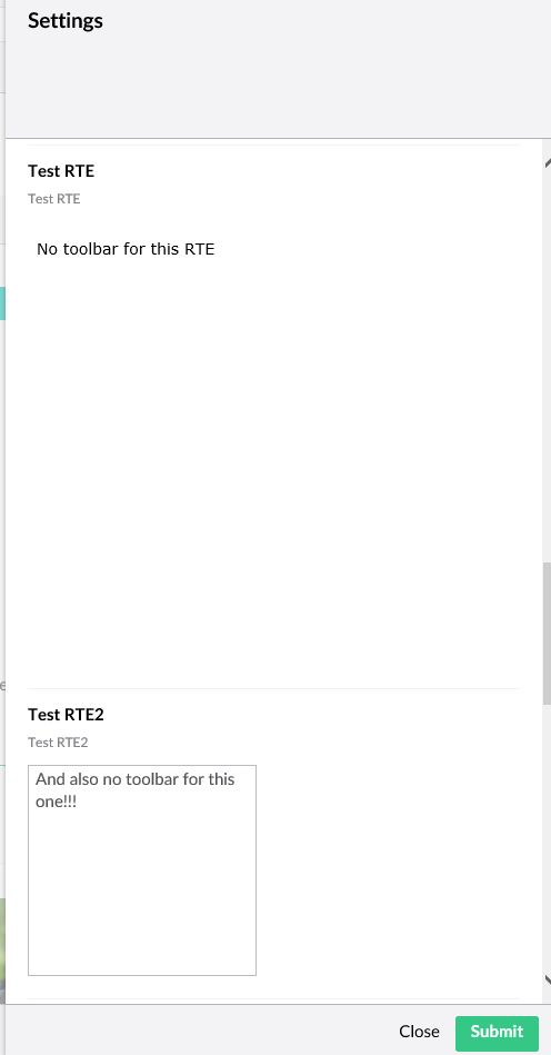 No toolbar showing in settings