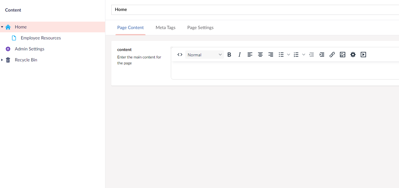 Content Home Page