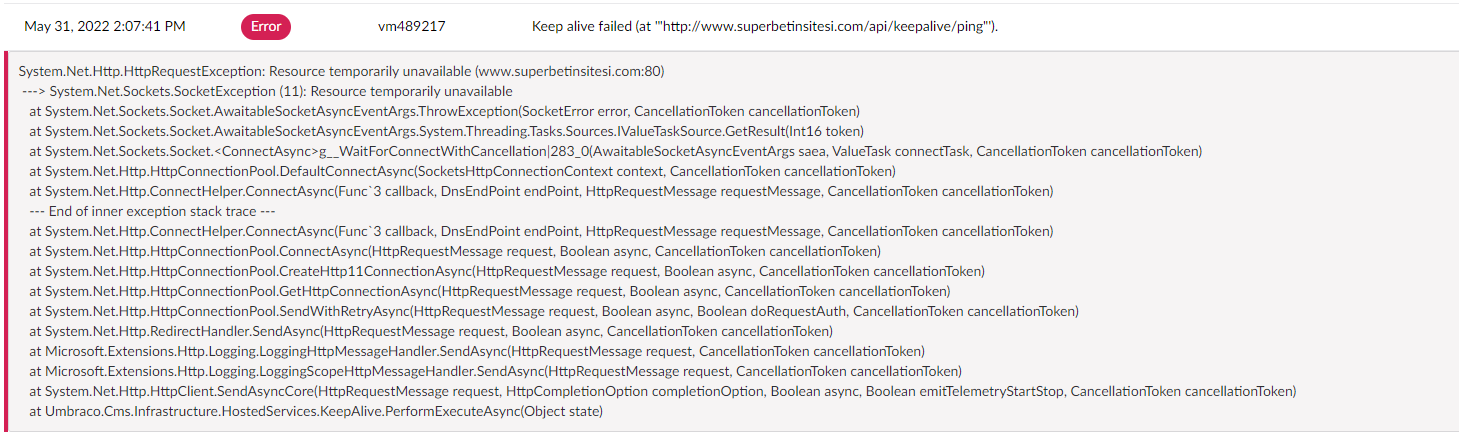 screenshot from log